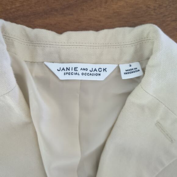 Janie and Jack Spcl Ocat Boys Linen Cotton Blazer Color light khaki boys size 3 - Picture 3 of 7